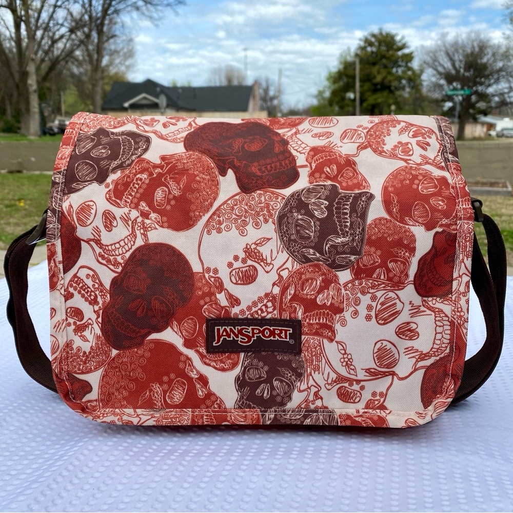 Vintage JanSport Medium Dia de los Muertos/Sugar Skulls Print Crossbody Bag